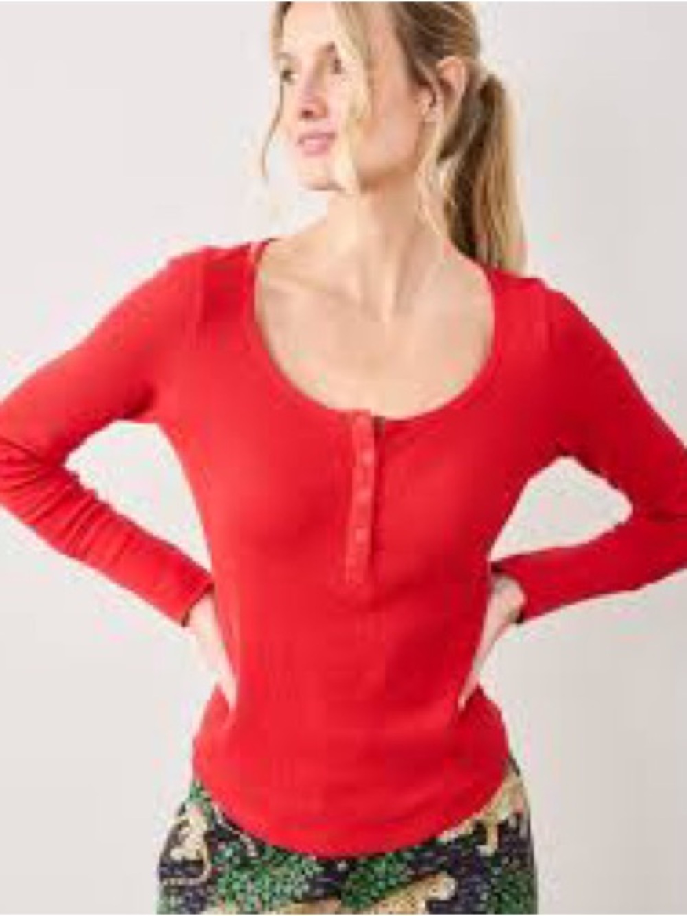 Printfresh Cozy Henley Thermal Top, Size M